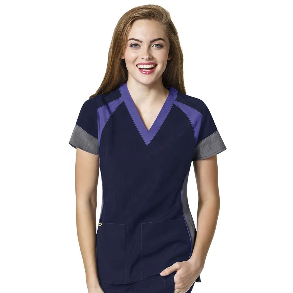New Style Fashionable Nurse Uniform Design Nurse Scrub Top