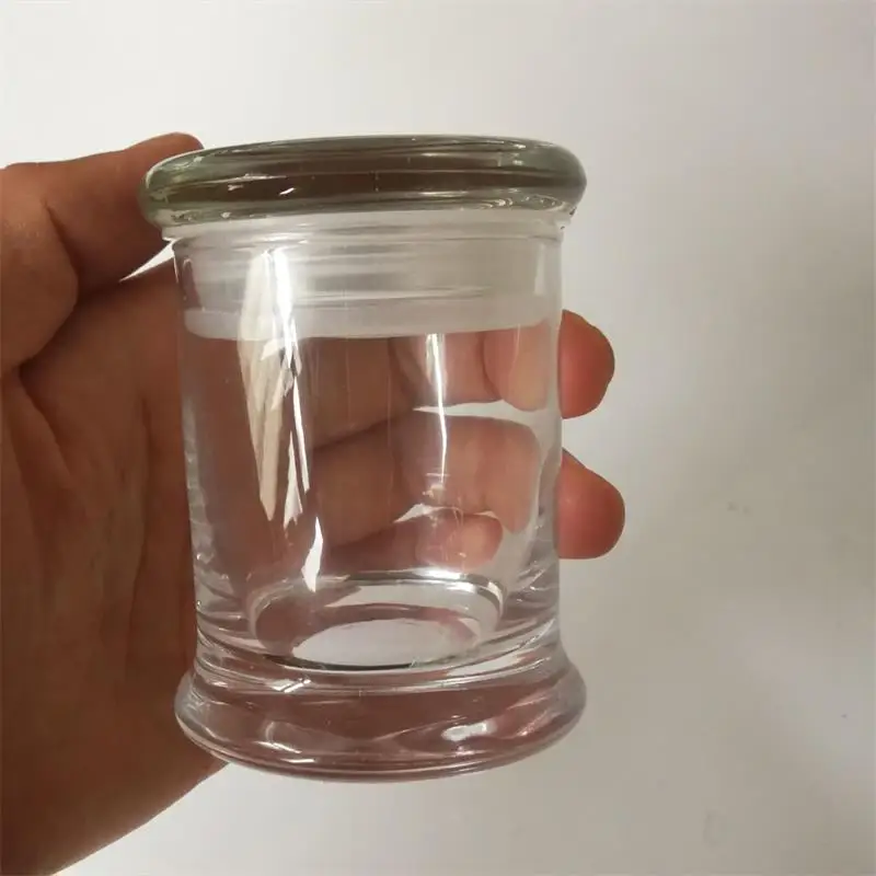 Мини-стеклянный держатель для свечи со стеклянной крышкой и пластиковыми свечками