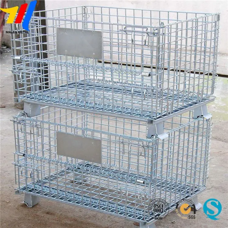 
Storage Welded Collapsible Metal Stackable Mesh Container Wire Folding Crate Cage 