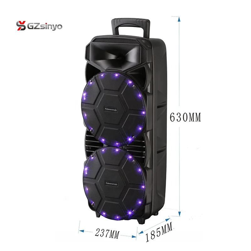 factory directly Private Mould Dual 8 inch portable audio player with colorful disco light wireless microphone trolley