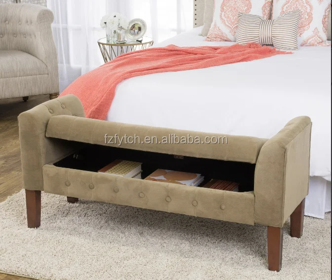 Elegant Tufted Rectangular Storage Ottoman Bench Footrest Chair