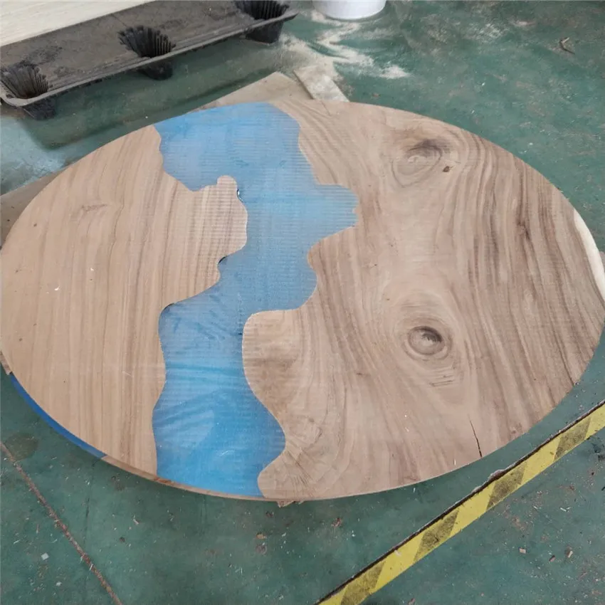 solid wood inlaid live edge tempered  resin epoxy  top hot sale river dining table
