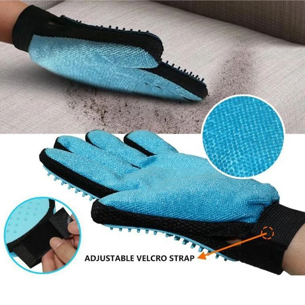 Double Side Pet Grooming Glove With Lint Removing Microfiber Fabric