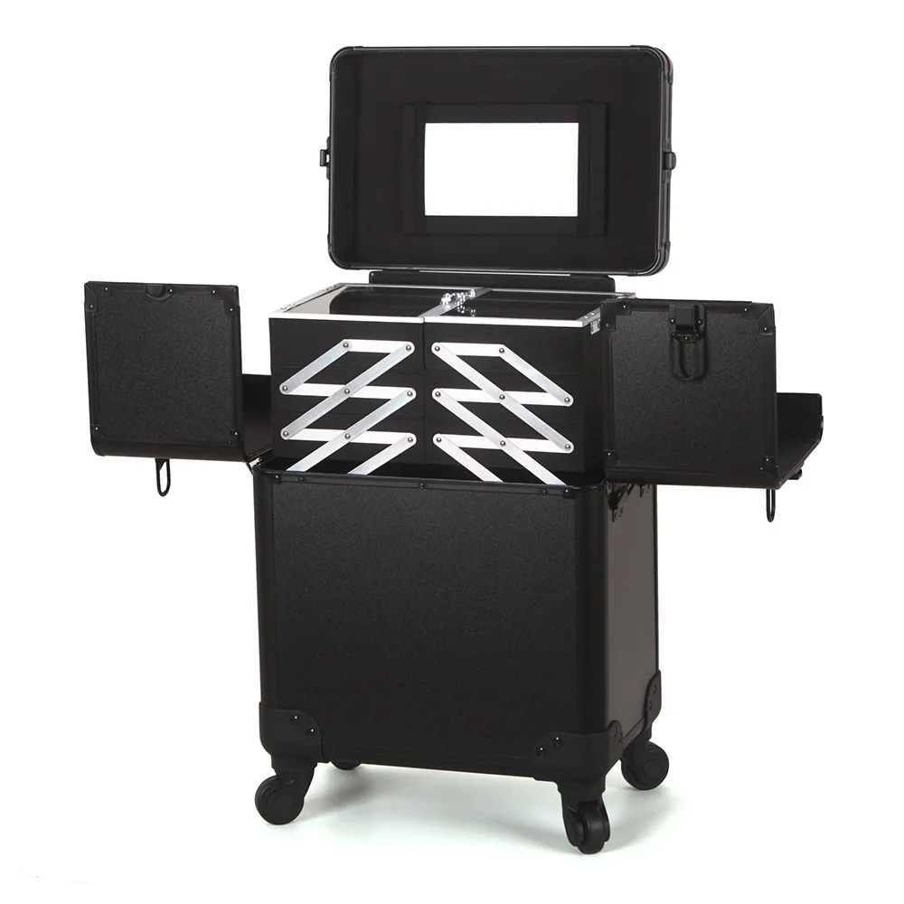 Aluminium Hairdressing Makeup Beauty Nail Case Cosmetics Carry Box Technician Trolley