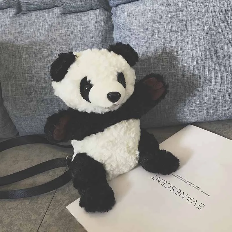 Hot crossbody bag cute and plush fur panda toy handbag for ladies