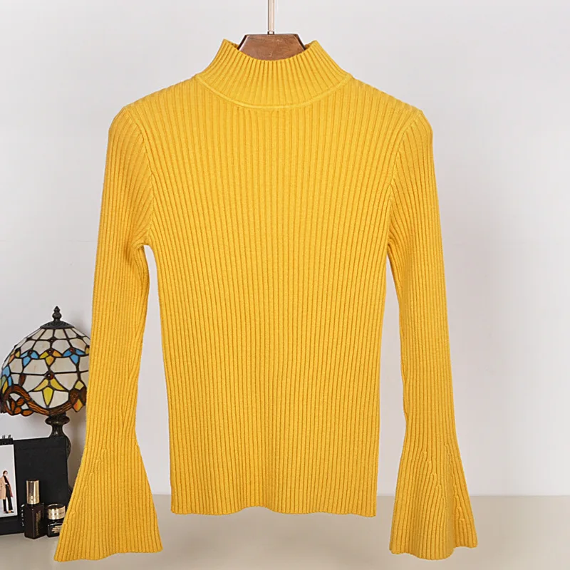 
or10705h Autumn winter pure color womans knit wear lady half collar pullover sweater 