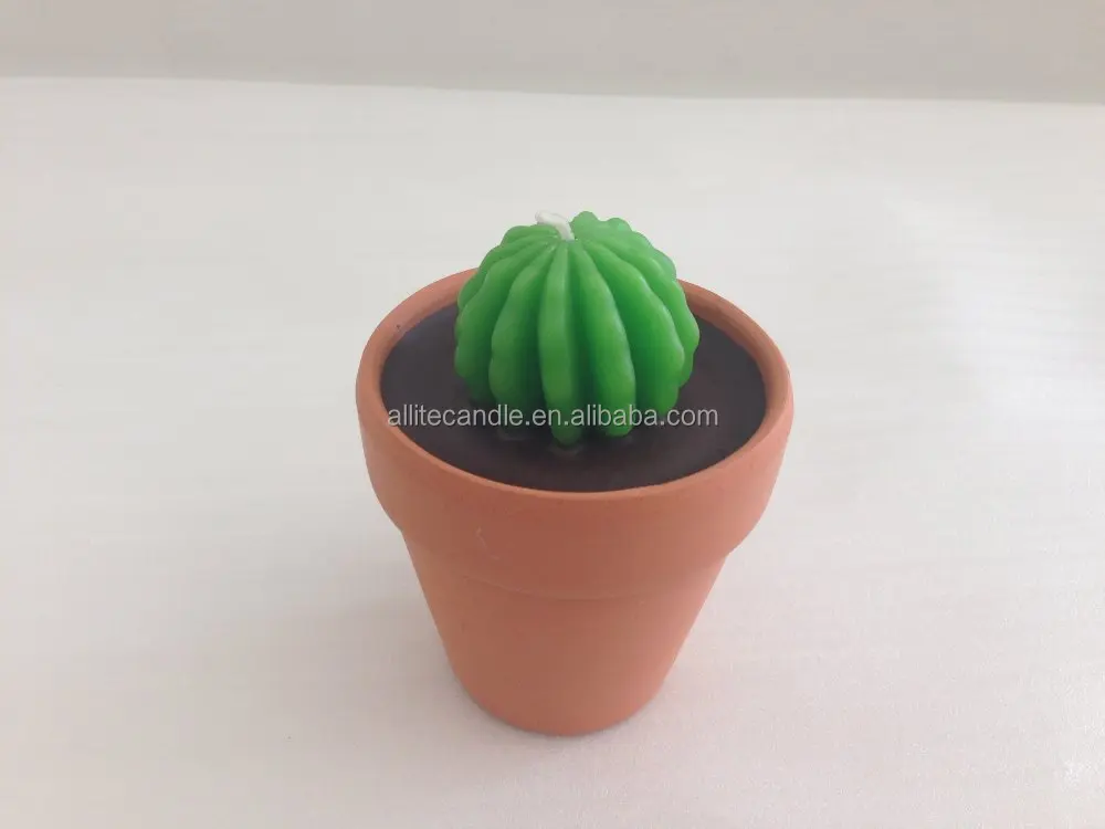 
2016 green color paraffin wax cactus plant as wedding favors gifts 