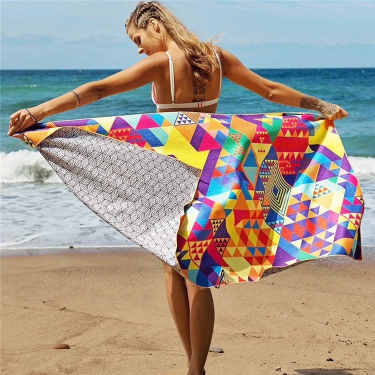 Custom print indian mandala tapestry rainbow round dhl micro fiber beach towel rayon fabric india
