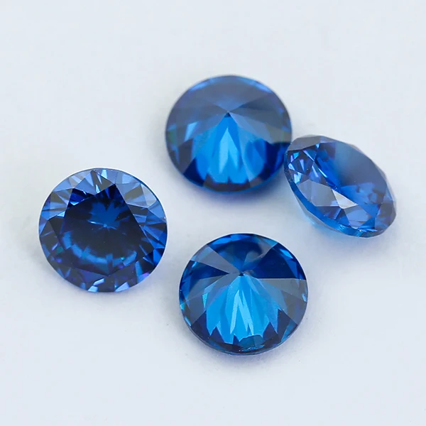 High quality Synthetic round cut Blue Sapphire price machine cut Sapphire Stone Price