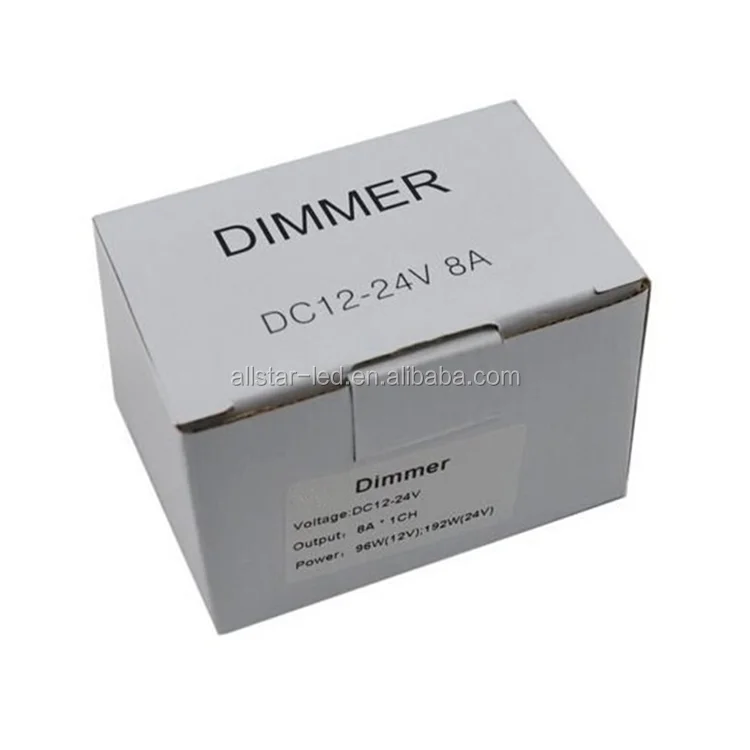 DC12-24V,Knob type LED dimmer to realize 0-100% brightness dimming,12V<96W,24V<192W,1 channel dimmer controller