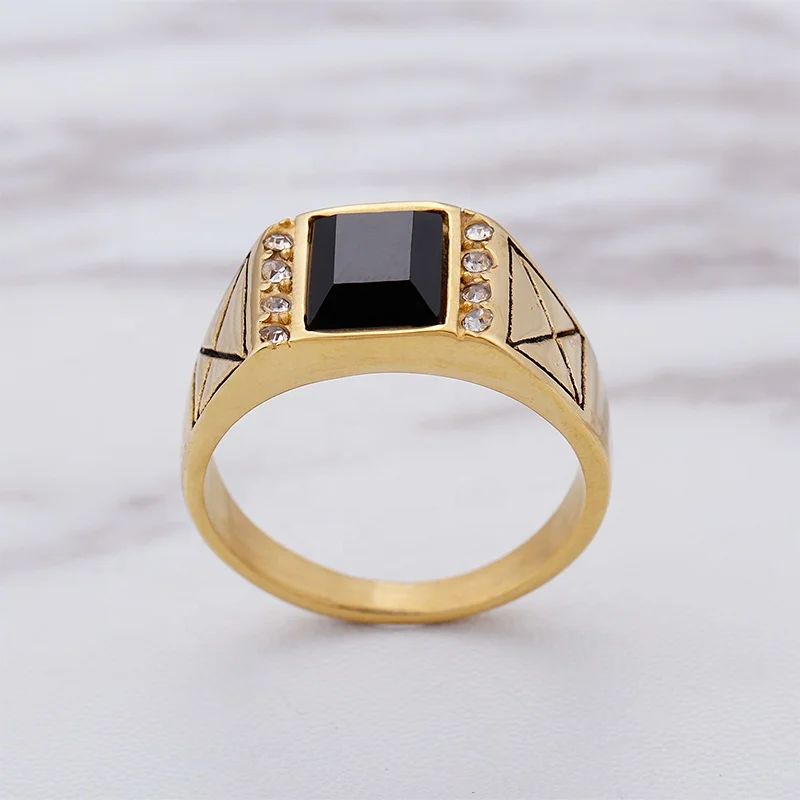 
Wholesale Jewelry India Men Gold Ring Design Black Onyx Gold Ring For Men 