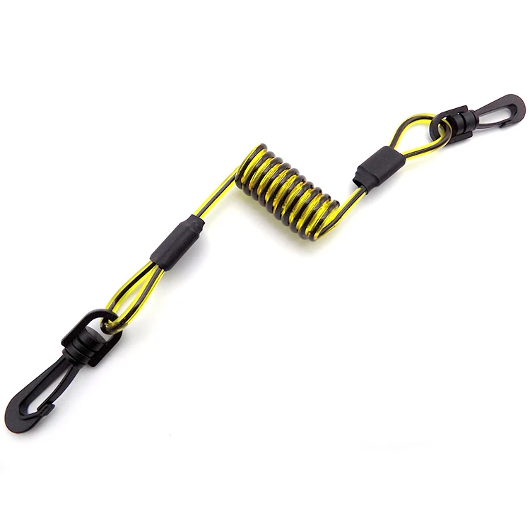 Safety Coiled Spring Tool Lanyard Wire With Plastic Snap Hooks