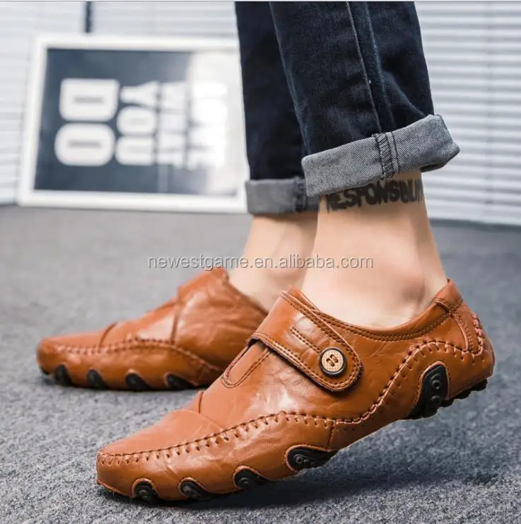 large size men leather shoes Autumn casual shoes for boy business dress shoes male  big size 45 46 black and brown