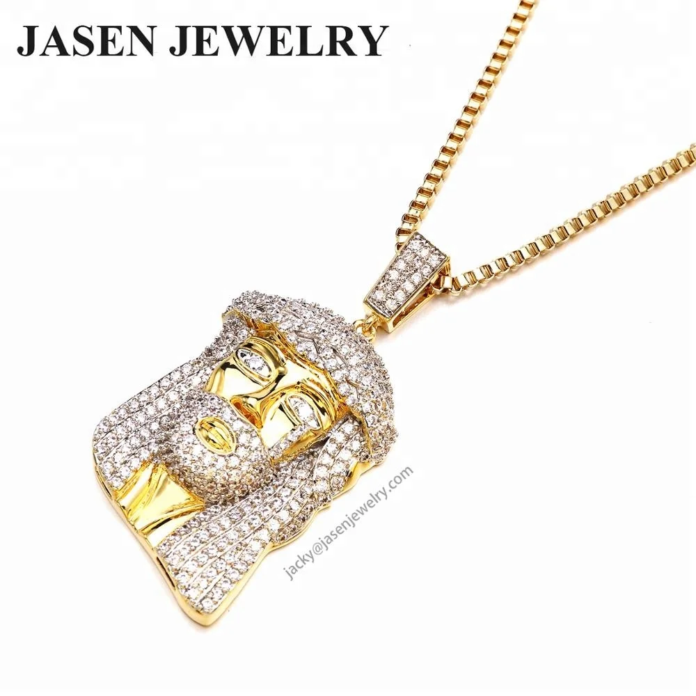 18K Gold Plated 925 Sterling Silver hip hop jewelry Jesus Pendent