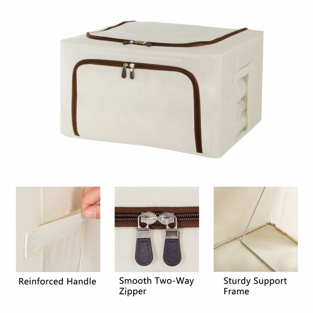 
Foldable Storage Bag, Breathable Fabric Dustproof Organizer Closet Storage Box Basket for Comforters, Blanket, Clothes 
