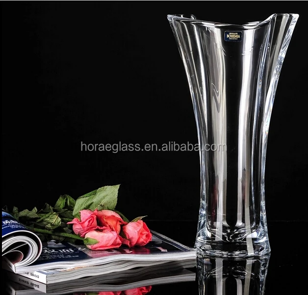 Custom Glassware Manufacturer 24 inch glass vases/Hand made antique happy anniversary flower decorative glass vase