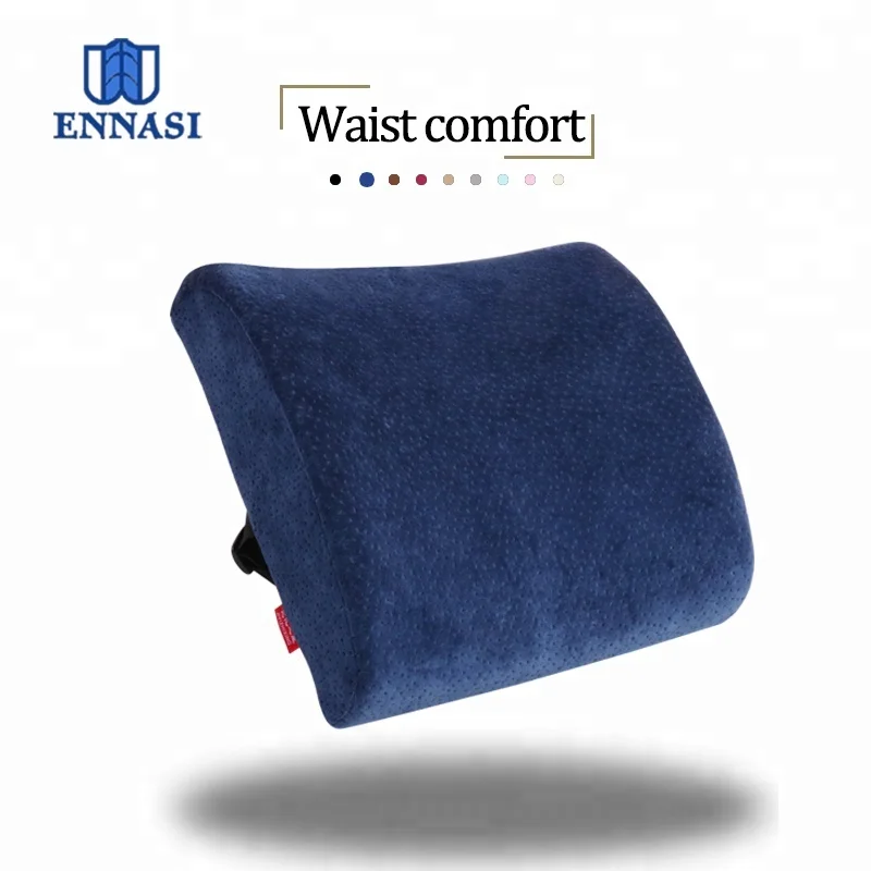 Soft Velvet Fabric Cover Memory Foam Lumbar Support Back Cushion for Back Relief
