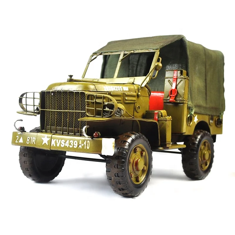 1944 Green Army Jeep WC51 1:12 Scale Wholesale Vintage Iron Jeep Model Ornaments Industrial Style Decoration Metal Crafts Gifts