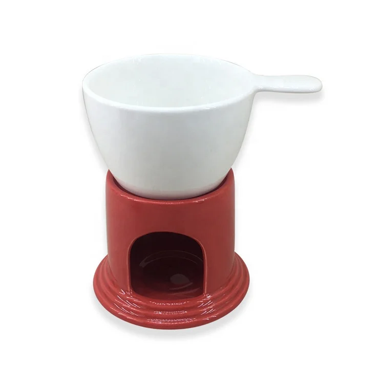 Holiday chocolate cheese food warmer personalized ceramic candle fondue