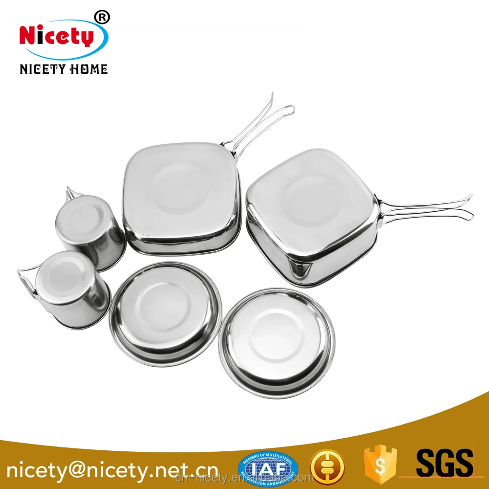 Кухонная посуда для походов пикника приготовления пищи набор пешего туризма 6 шт./компл. нержавеющая сталь 201