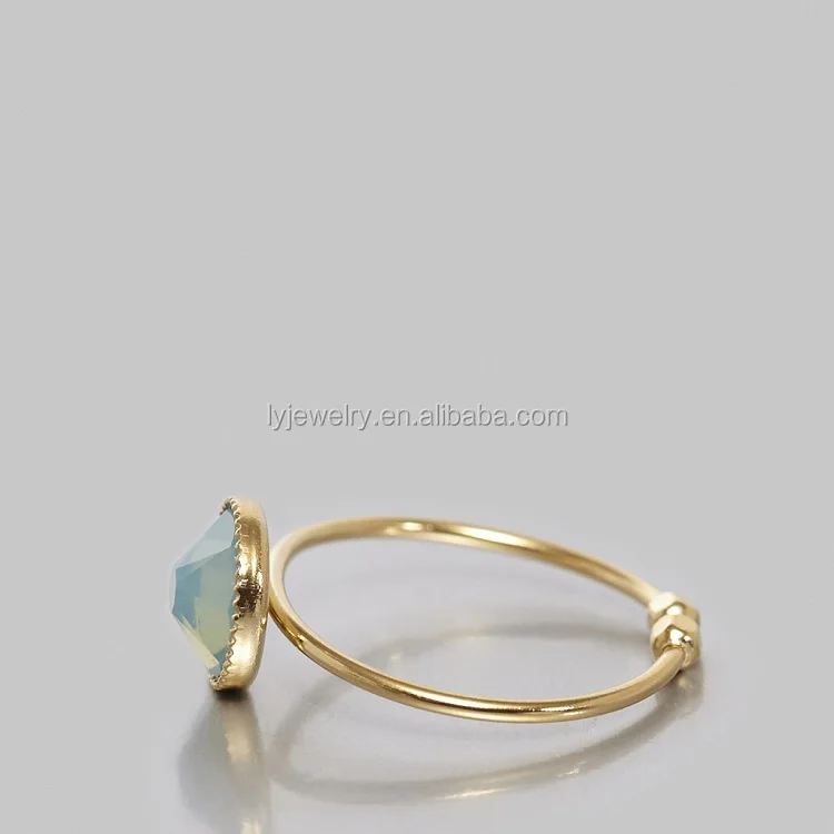 Precious handmade cut green gemstone rings sterling silver natural stones green aventurine ring