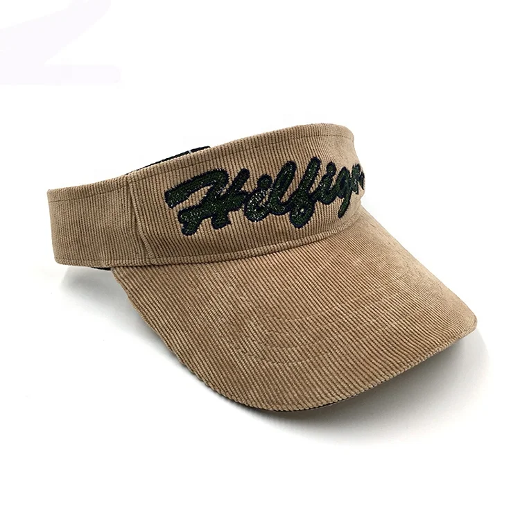 Custom Corduroy Glitter Brown Sun Visor Hat