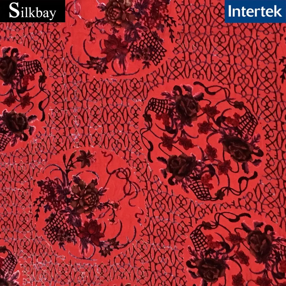 Plain dyed burnout silk velvet fabric