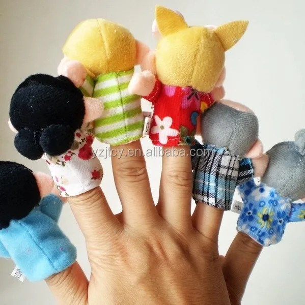 plush cute animal finger puppets toy/Wholesell story helper finger puppet Sweet family Plush finger puppets