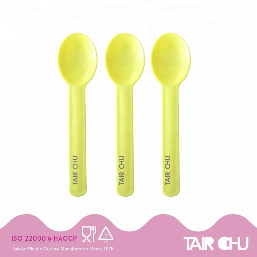 15cm Pink Color Disposable Yogurt and Ice Cream Plastic Spoon