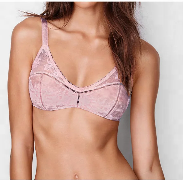 Super thin underwear velvet bralette and brief set velour bra and pant sexy lady lingerie with lace