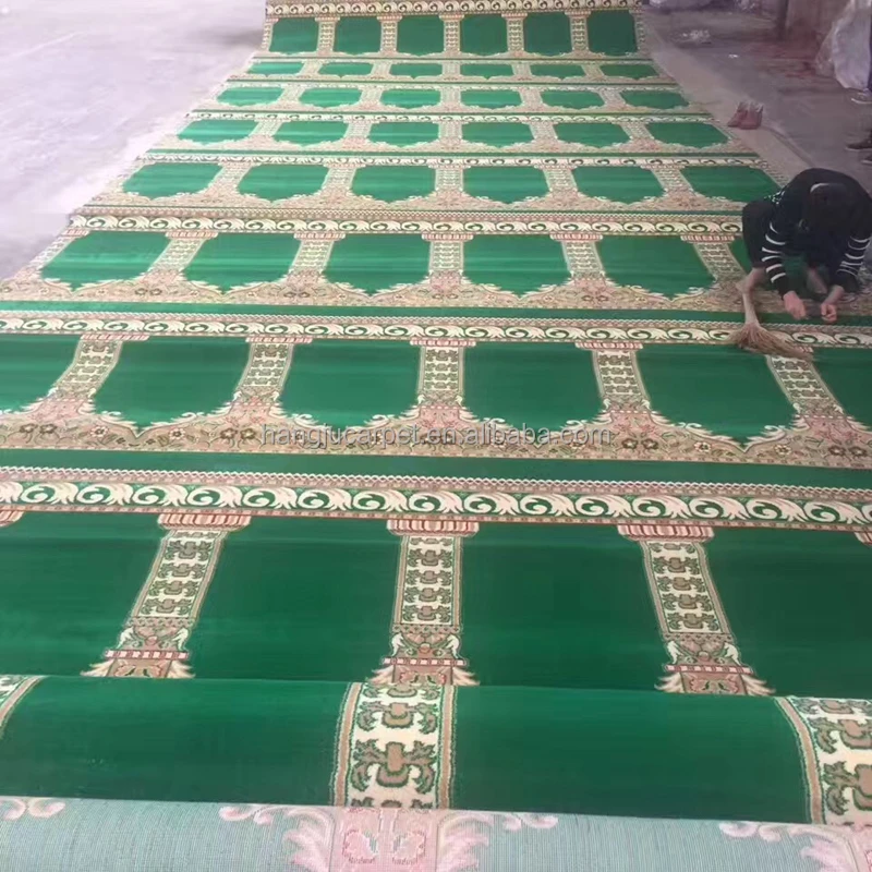 Axminster Green and Blue Wall to Wall Rolls Mosque Carpet And Rug for Mosque Masjid W-S78 Series