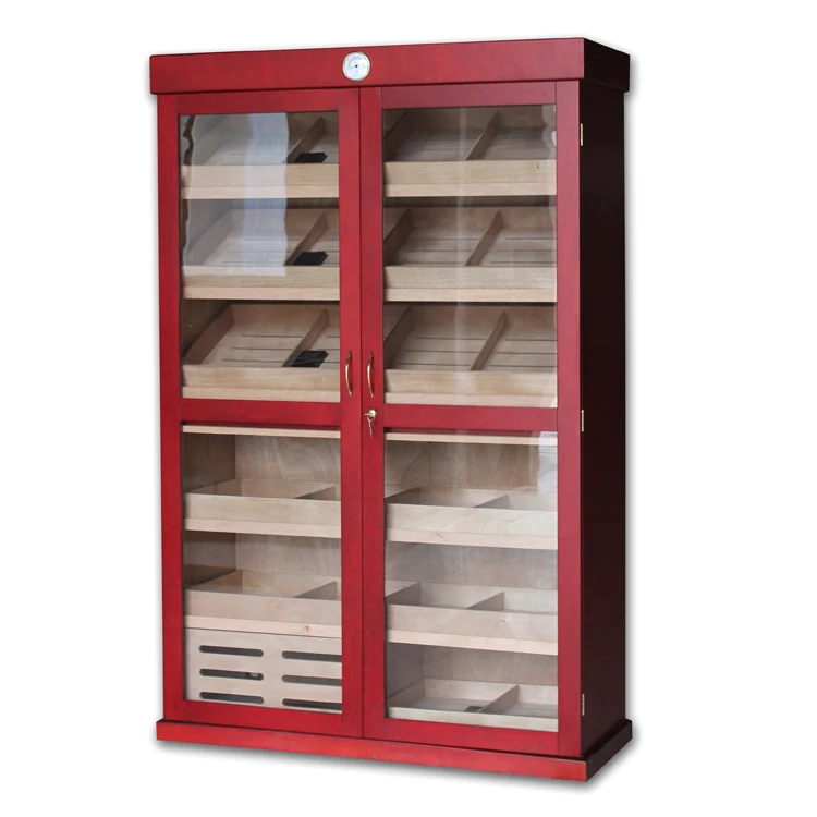 made in china custom large double glass door electrical LED cigar humidors for sale used  display humidor cabinet