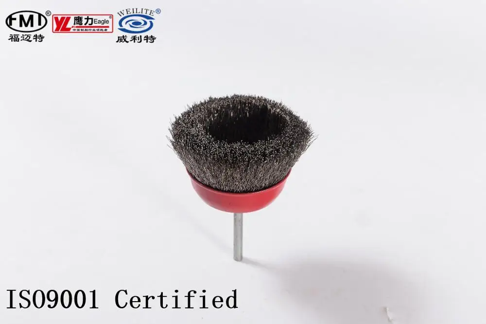 FMT Deburring Polishing Cleaning Industrial ceramic wire Cup brushes with shaft