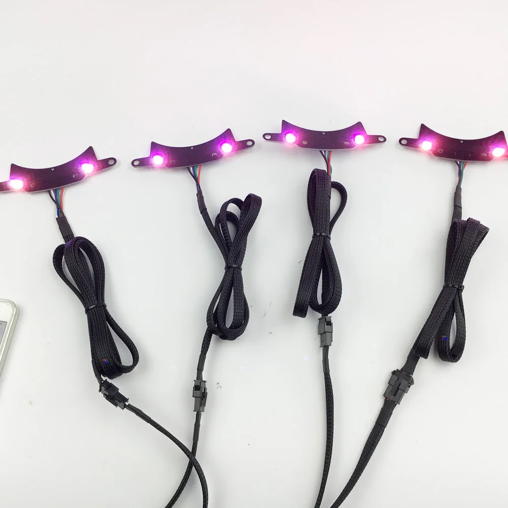 08-13 Doge Challenger chasing LED Halo Headlights 4 Rings with Remote ALL COLORS