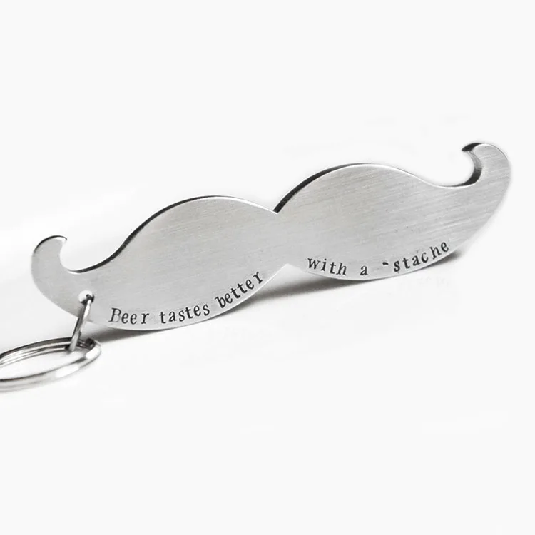 Promotion metal mustache bottle opener keychain