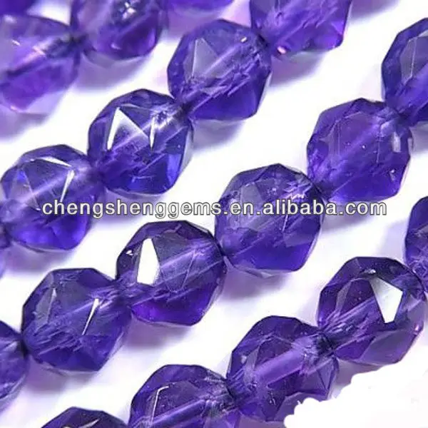Diamond Faceted 8mm AA Grade Brazil Amethyst Gemstone Beads