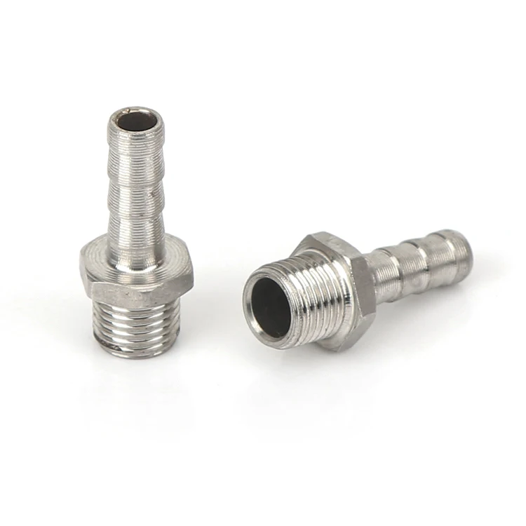 stainless steel 201 304 pipe fitting SUS male threads barb fitting water gas plumbing pipe extension barb fitting