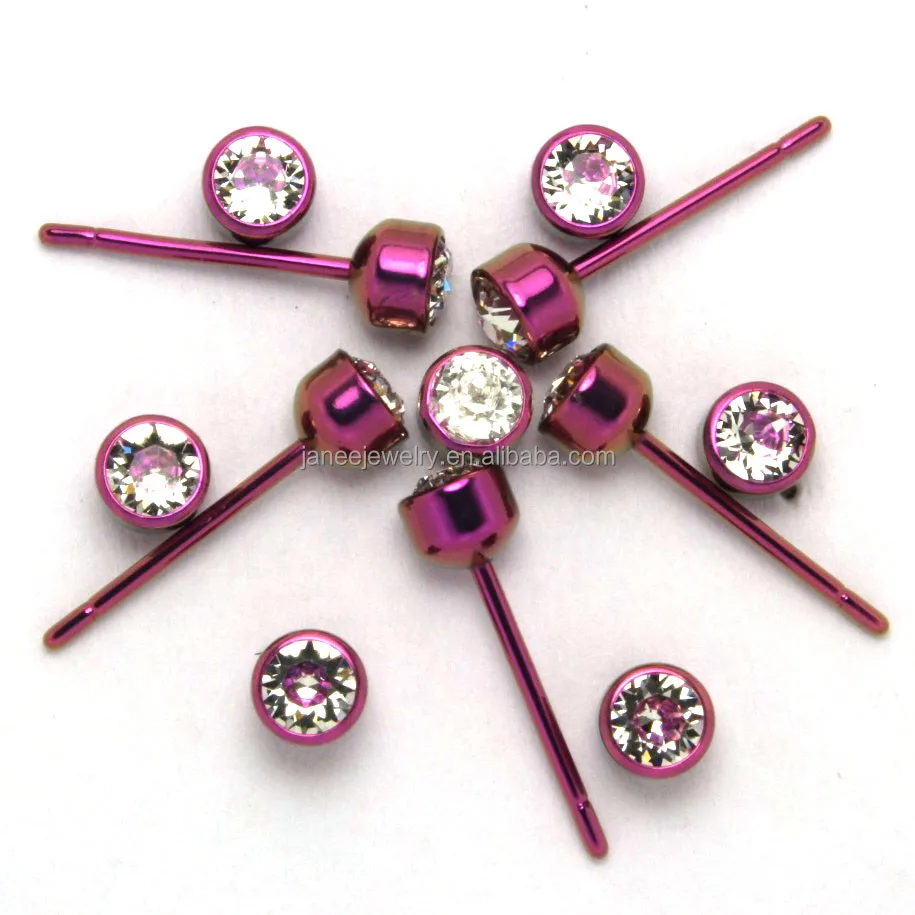 
Cheap Wholesale Body Piercing Jewellery CZ Diamond Anodized Colorful Pure Titanium Earrings 