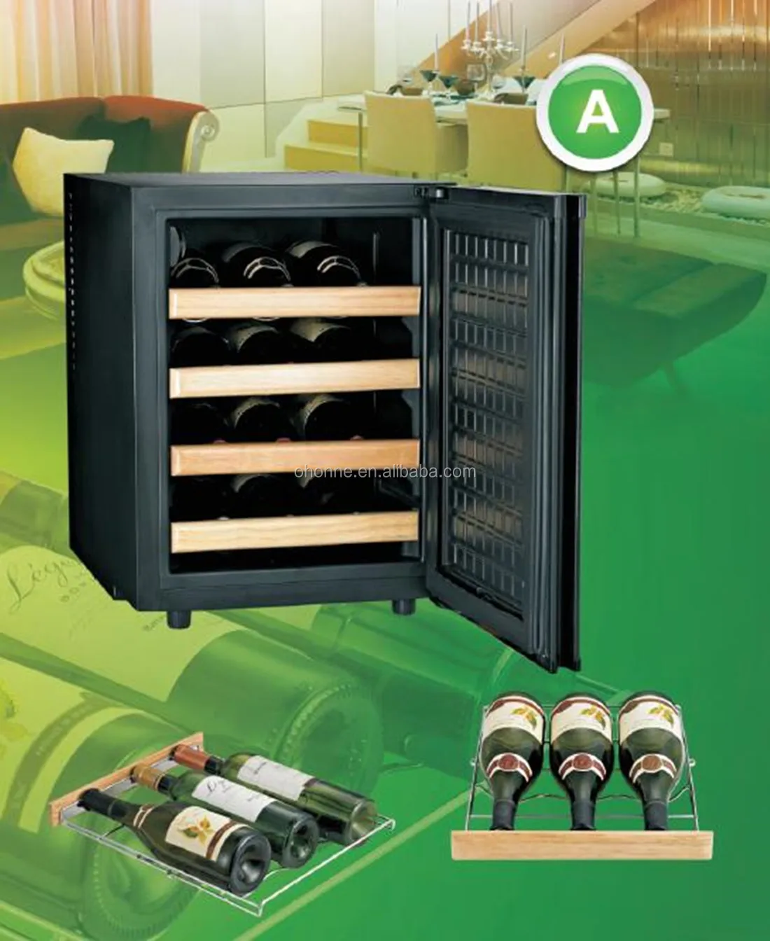
12 Bottles Double-layer Glass Door Wine Cooler/Chiller-Red/White Wine, Beer and Champagne Wine Cellar 