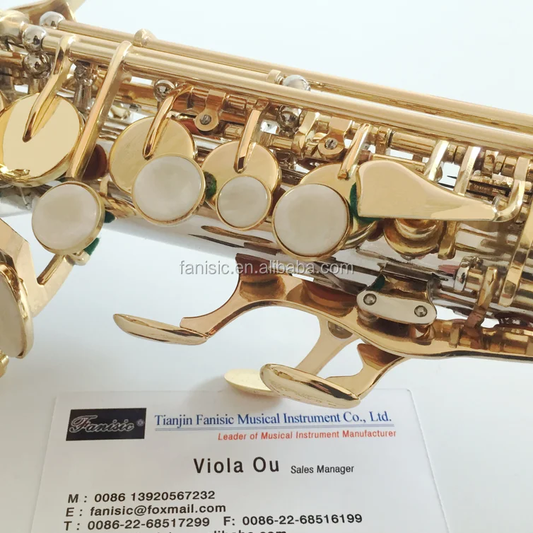 chinese musical instrument brass saxophone nickel plated small curved soprano saxophone