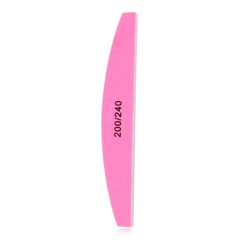 Double Sided 200/240 Grit Nail File Shiner Polisher Manicure Pedicure Nail Care Pink Fingernail File for Natural & Acrylic Nails