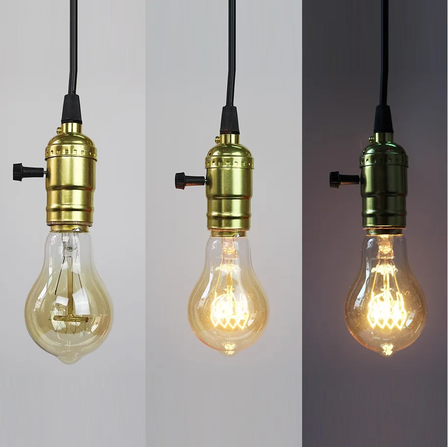 Ceiling Rose E26 E27 Pendant Light Fitting Copper Lamp Holder With 1M Colorful Fabric Cable Edison Bulb Accessories