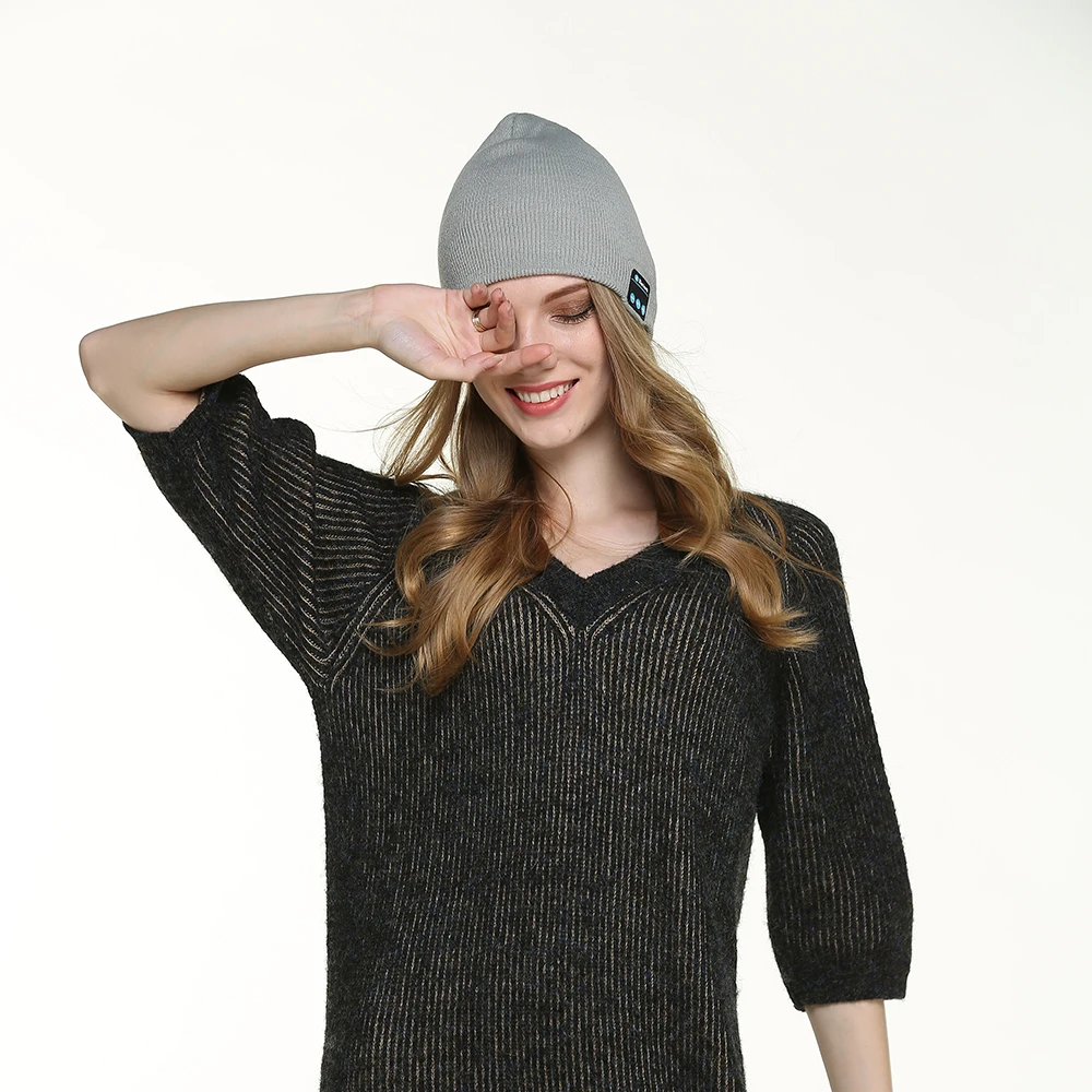 
Wholesale 2019 Hot Amazon Fashion Knitted Hat Beanie Wireless Warm Headphone Running Music Handfree Cap Hat 