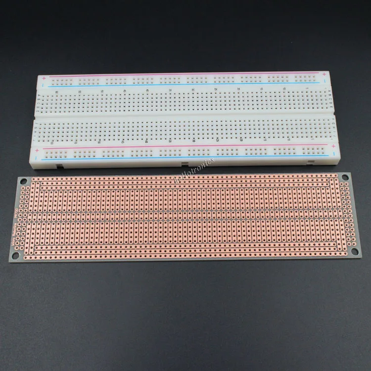 1 Sided PCB Matches 830 Tie Point Breadboard With Power Rails Solderable PC Breadboard