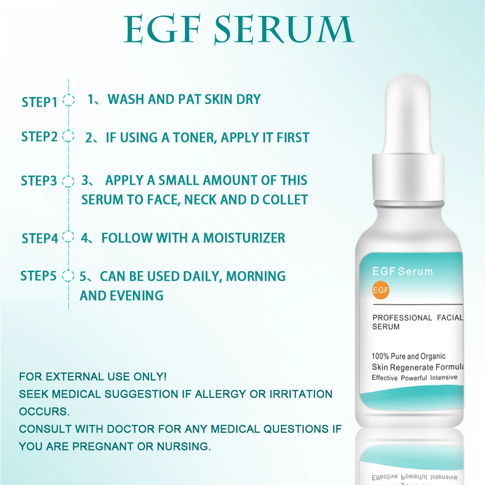 EGF Serum Anti Aging Peptide Repair Serum Collagen Reduce Fine Line Surgery Scars Facial Epidermal Growth Factor Serum