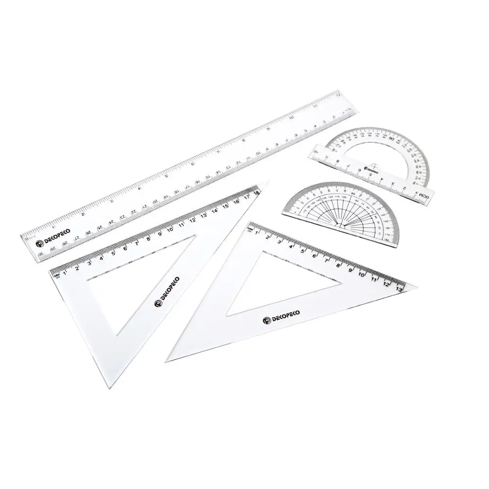 Plastic Clear Transparent  Ruler Math Set Ruler Geometry Math Ruler set