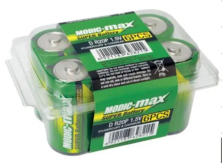 Super Heavy Duty R20P D Size Zinc Carbon Battery