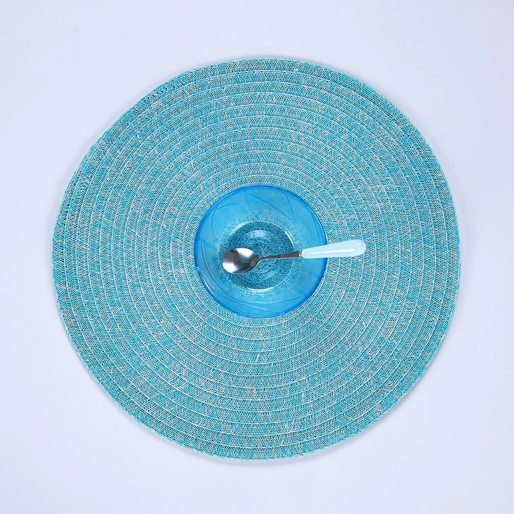 Non slip reach passed customized size cheap indoor hot food chinese heat resistant table mats pvc vinyl round woven placemat