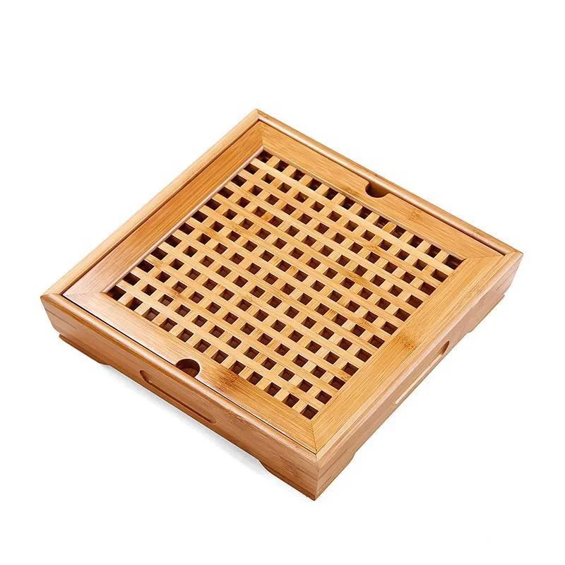 Tasteful Bamboo Japanese/Chinese Gongfu Tea Table, Serving Tray Box Reservoir & Drainage Type for Teahouse Home Office