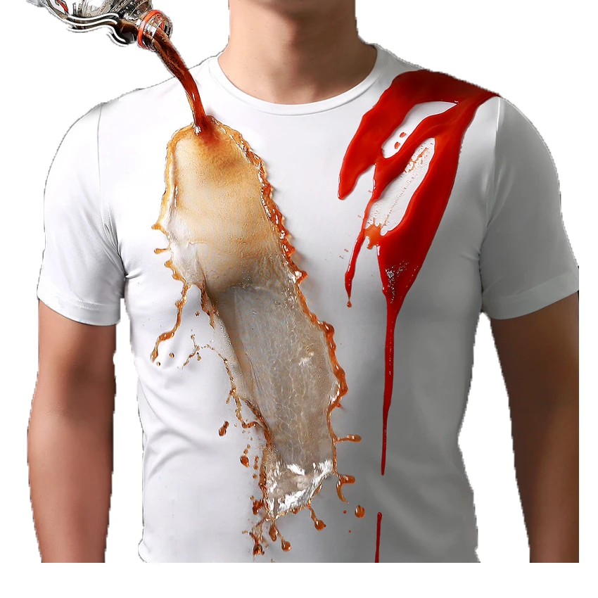 super fiber water milk coffee stain resistant waterproof oem logo t-shirts blank plain t shirt